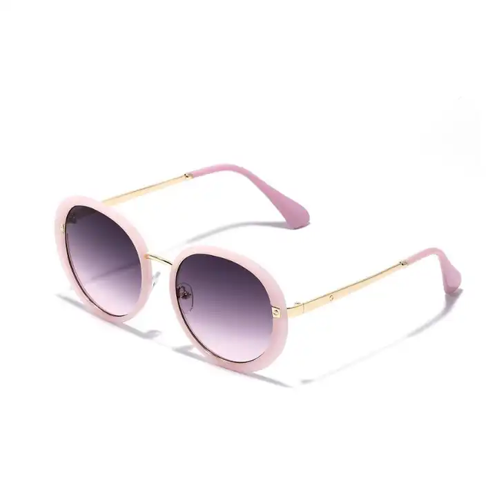 Wire Frame Oversize Girls Pink Round Sunglasses