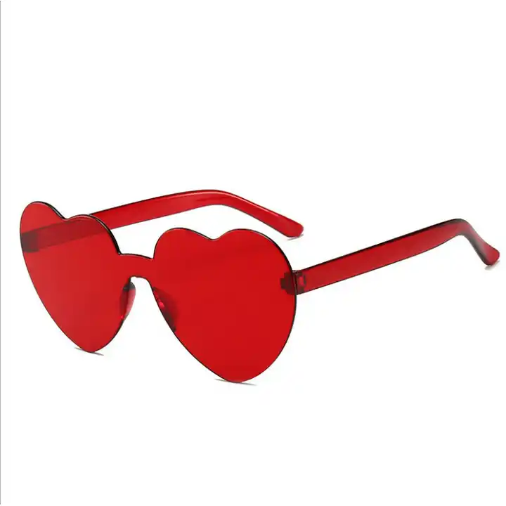 One Piece Lens Heart Shaped Women Recycled Plastic Sunglasses